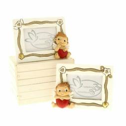 1 PZ EROS Cornice portafoto resina 13x9 cm Angelo con cuore 
