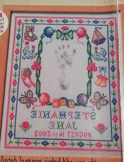 2 SCHEMI PUNTO CROCE  BAMBINI BIMBI NEONATO SAMPLER CORNICE 