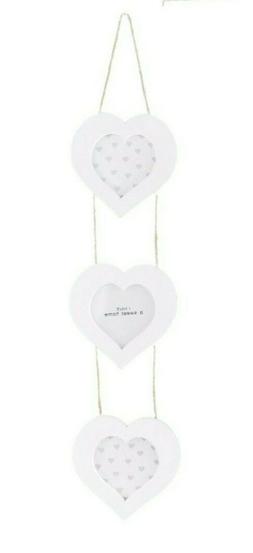 Multipla Portafoto Legno Bianco 9 Cuore Bomboniera Regalo Fa