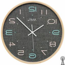 AMS 5513 Radio Orologio Parete Da Analogico Cornice di Legno