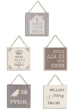 5er Set Dipinto a Parete 20x20cm Decorazione Aforismi Spago 