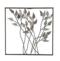 74742 Decorazione Parete Foglie Marrone Scuro Cornice Argent