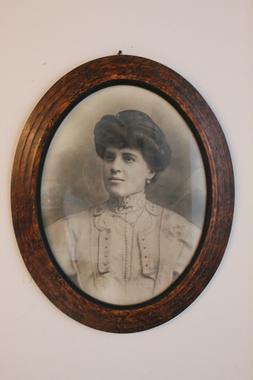 Antico Vintage 1900 grande foto ritratto di signora in corni