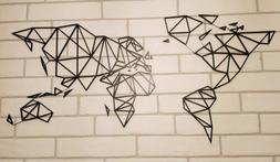 Arredo mappamondo planisfero stilizzato da parete muro in fe