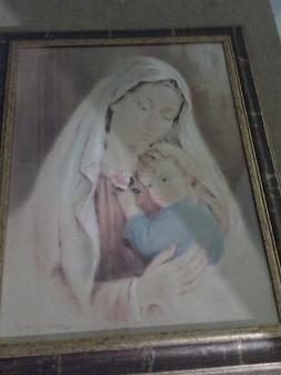 bellissimo quadro assemblato con stampa madonna  cornice oro