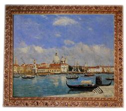 Boudin,Venezia dal Canale, Stampa su tela /PVC + Cornice Oro