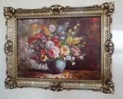 Con Cornice Quadro Fiori Immagine 90x70 Vaso Blu Telaio 01-0