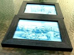Confezione Set Di 2 Telaio Simil Legno Grigio Marrone da Par