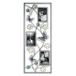 CORNICE BADIA IN METALLO COLOR ARGENTO CON FIORI E FARFALLE 