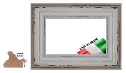 cornice bianca shabby in legno sgusciata per