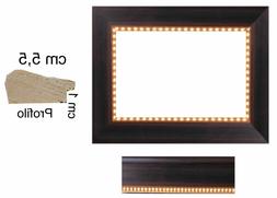 Cornice in legno Noce Scuro a pallini oro per foto, stampe -