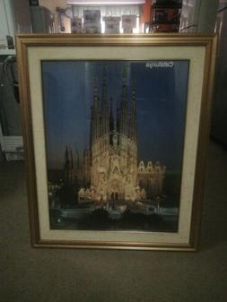 Cornice in legno  Oro Poster Foto Sagrada Familia
