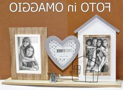 Cornice multipla multifoto porta foto in legno cuore 3 foto 