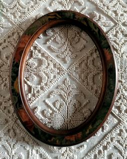 CORNICE ovale d'epoca vintage in legno noce lavorato per qua