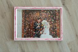 Cornice portafoto in legno shabby rosso da appendere&nbsp; 20x30