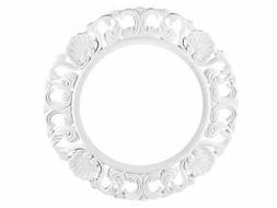 Cornice Shabby Chic tonda da parete in legno bianco lavorato