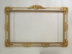 CORNICE TV 55 POLLICI IN LEGNO PANNA E ORO CON CRISTALLI
