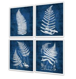 Felce Decorazione Muro Blu Navy Sfondo senza Cornice Set Di 