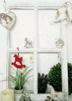 Finestra Decorazione Cornice con Traversini Bianco Legno Sha