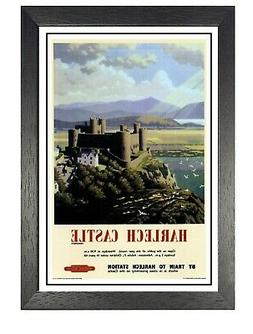 Harlech Castle Ferrovia Vecchia Pubblicit&agrave; Poster Bellezza 