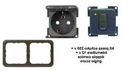 Kit presa 230 v + interruttore 12 v + doppia cornice color g