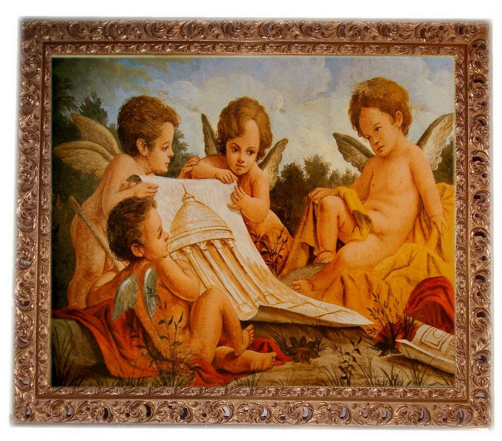 angeli stampa su tela pvc cornice oro