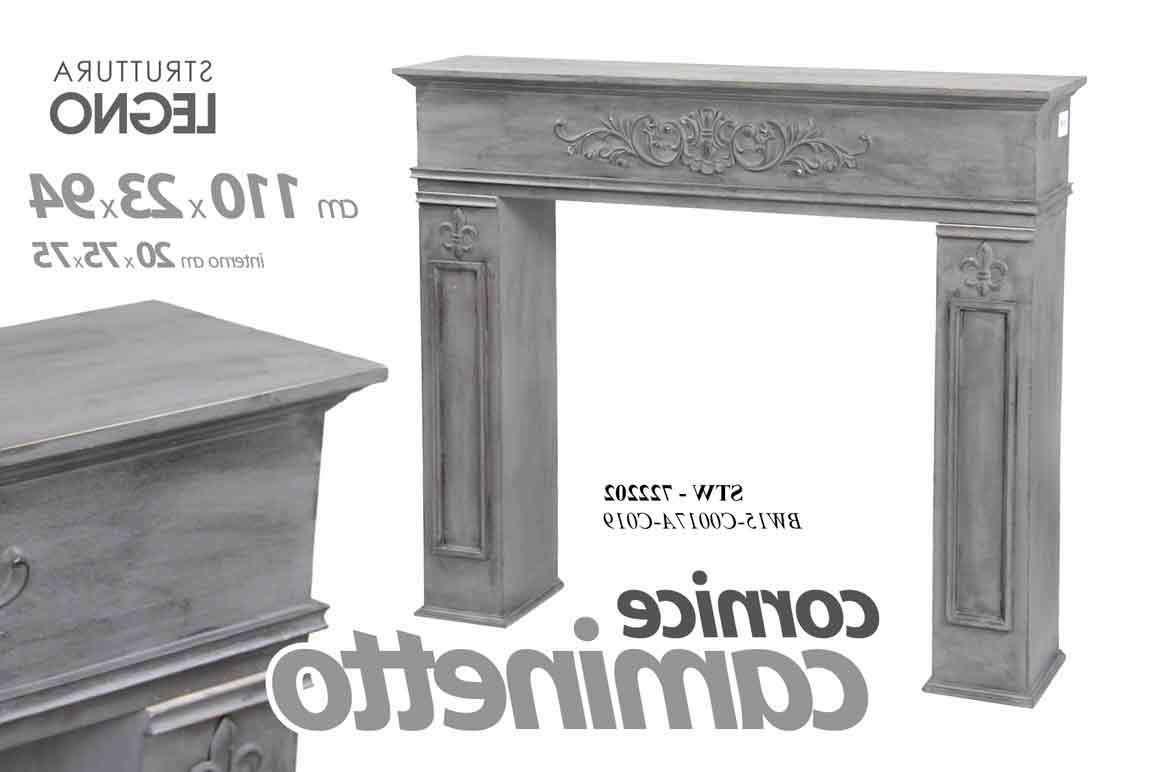 cornice camino struttura in legno dimensioni 110x23x94