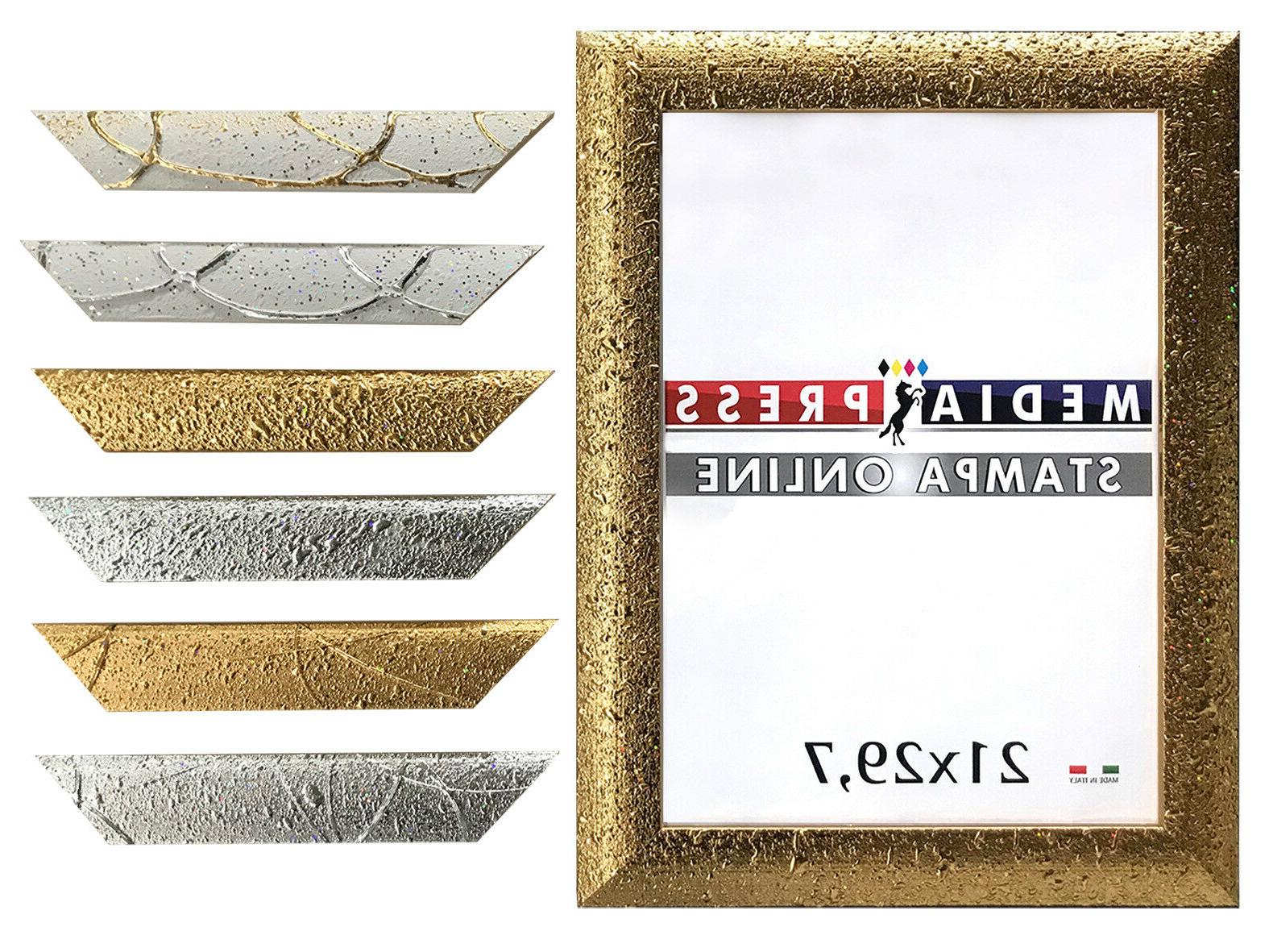 cornice da parete legno foglia oro argento