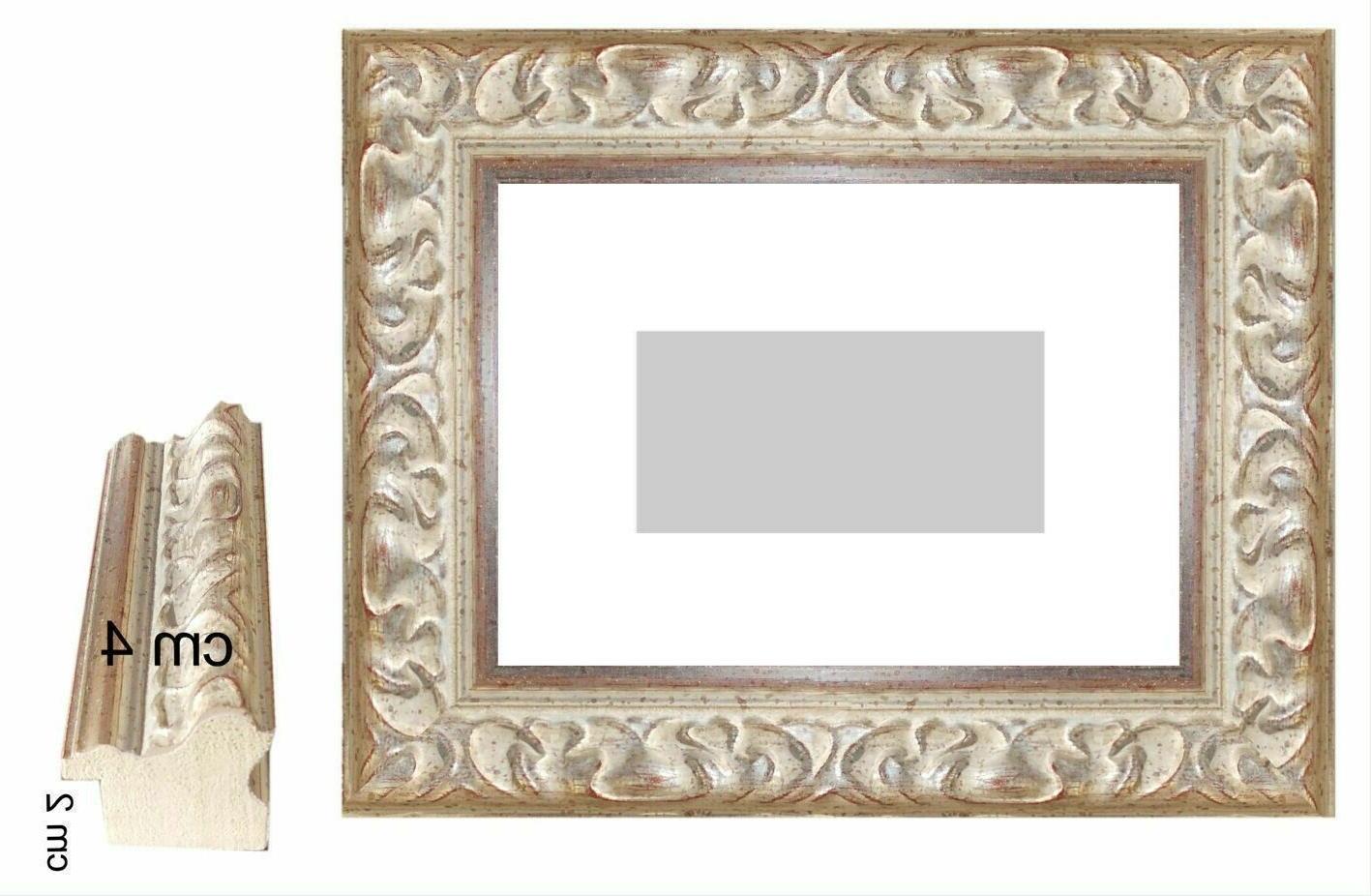 cornice in legno argento classica con passepartout