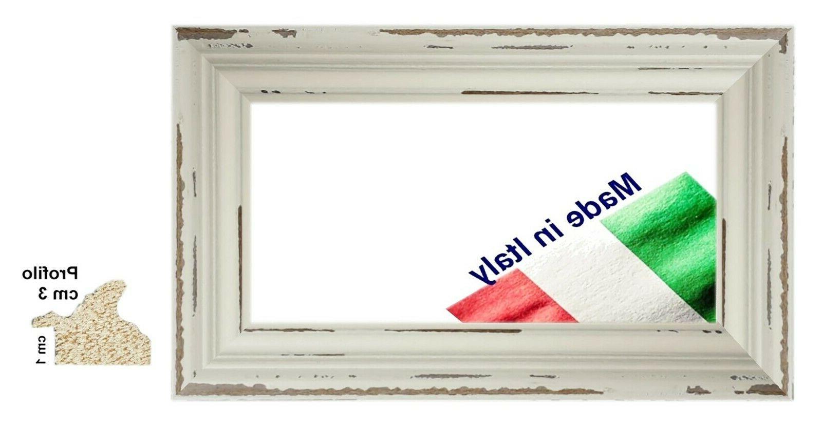 cornice in legno bianca shabby ad incavo