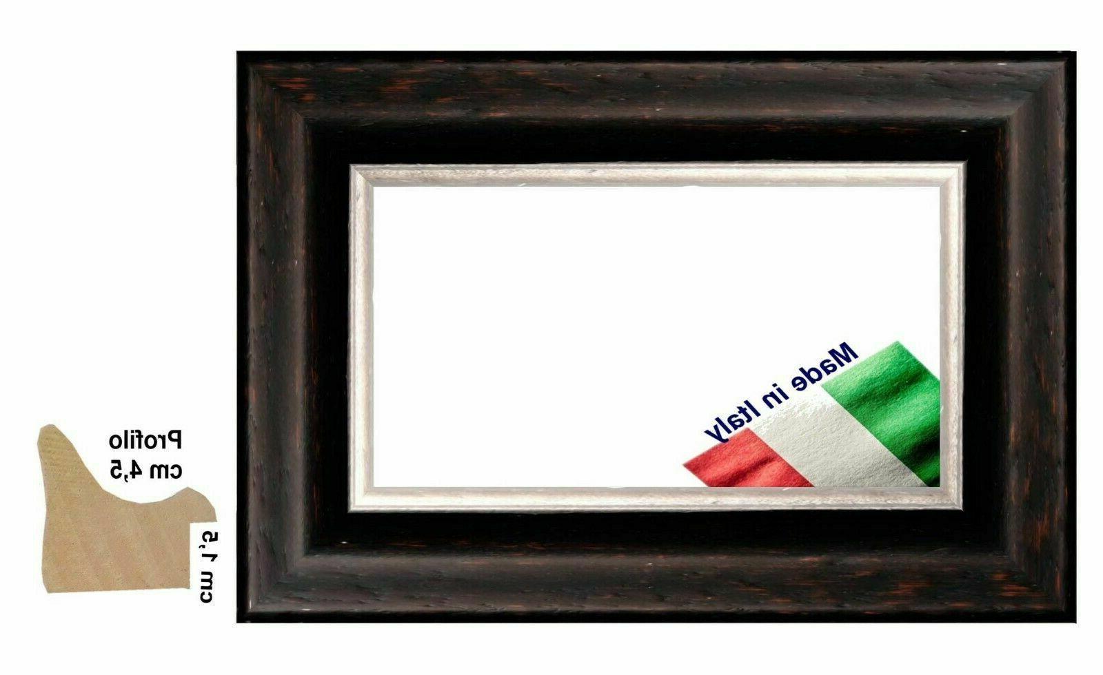 cornice in legno nera con rigo argento