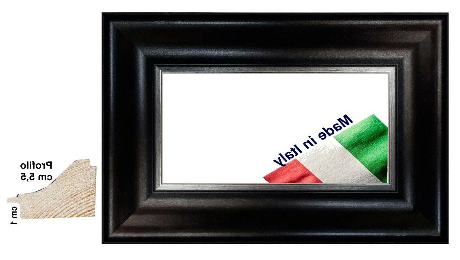 cornice in legno nera rigo argento interno