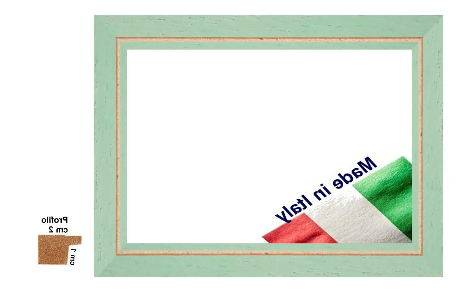 cornice in legno verde acqua con incavo