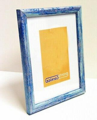 cornice legno craquele blu pastello 15 x