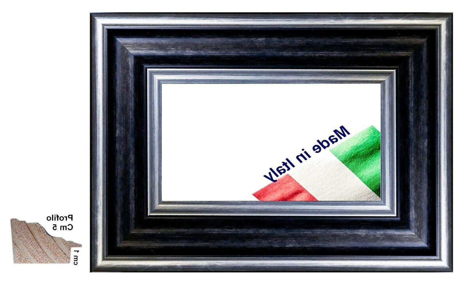 cornice nera e argento in legno per