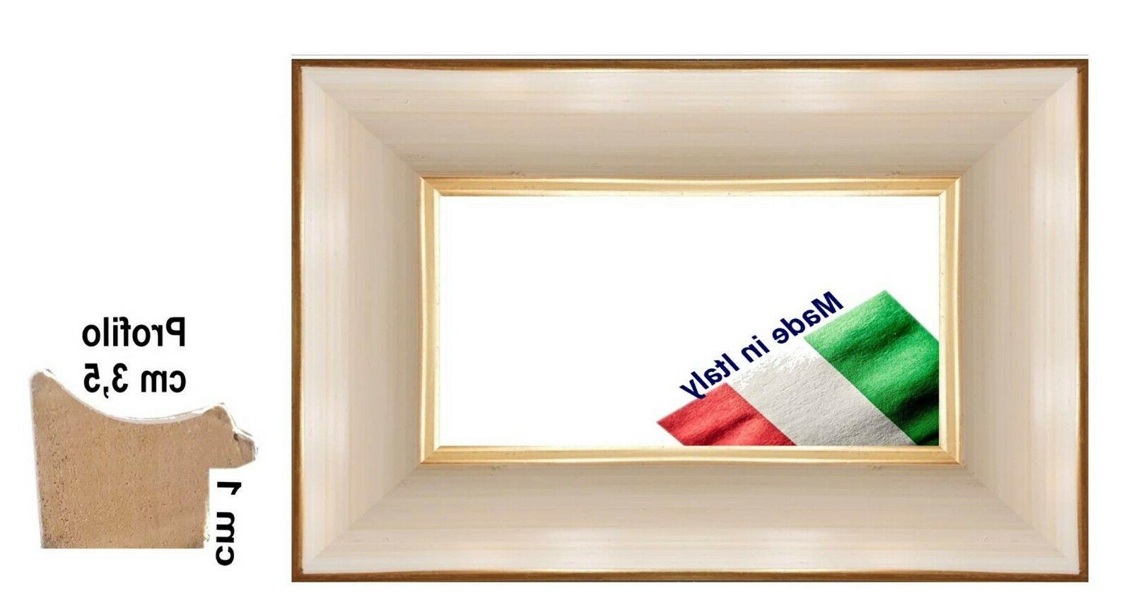 cornice oro e bianca in legno per