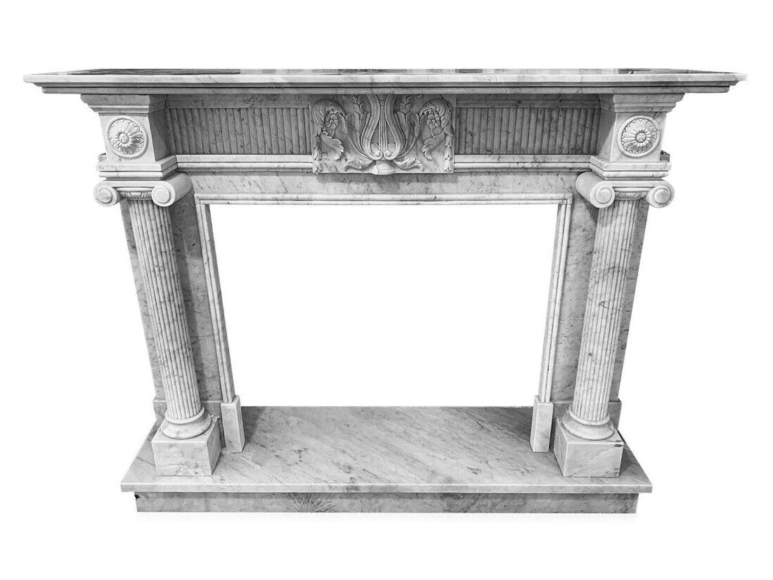 cornice per camino in marmo bianco carrara