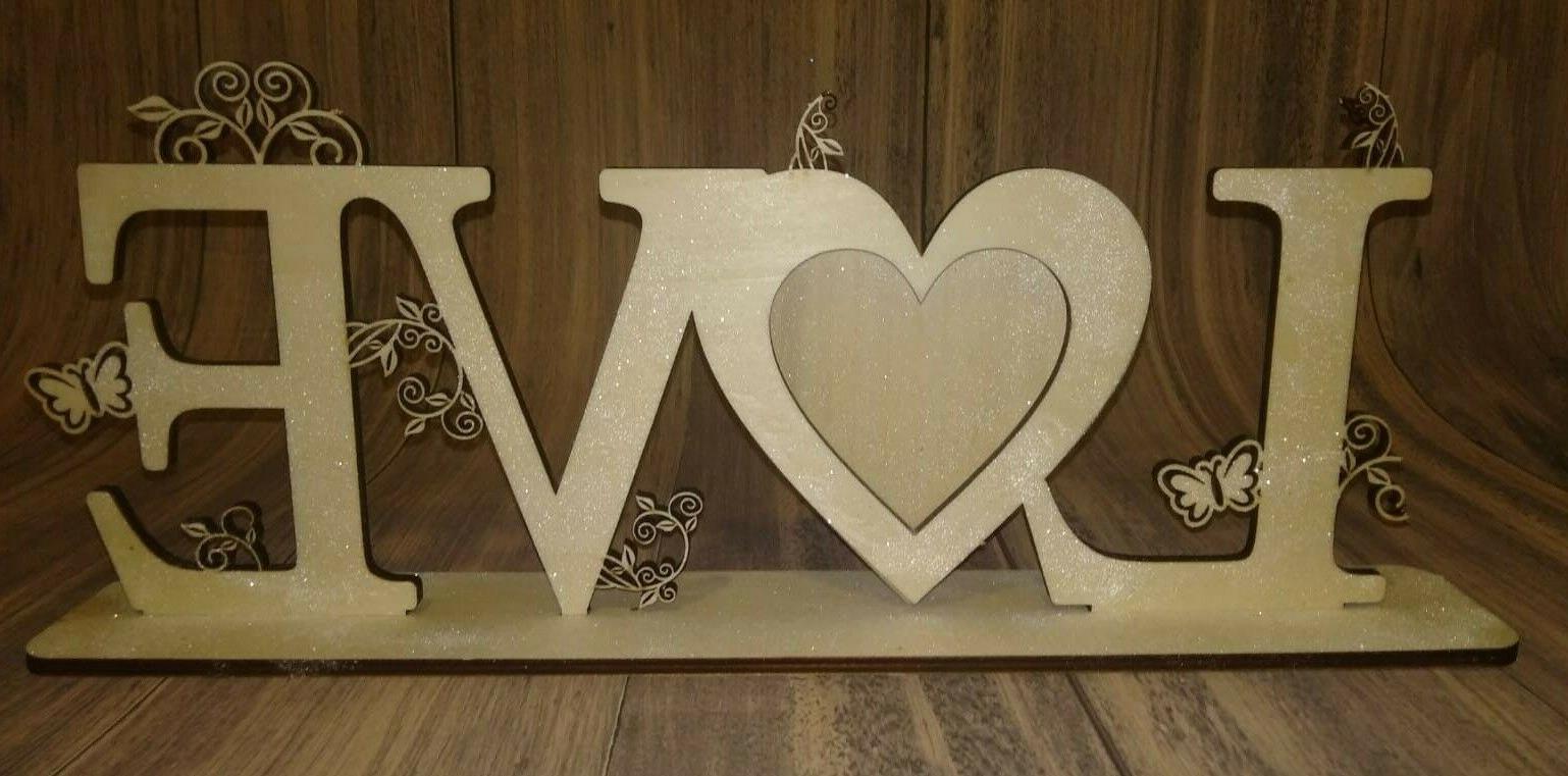 cornice porta foto con scritta love glitterata