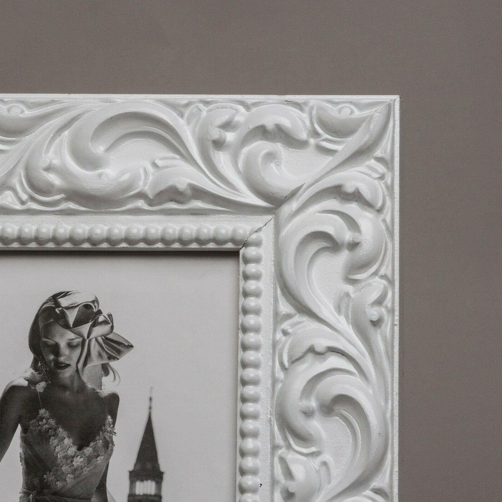 cornice portafoto 20x20 in legno laccato bianco