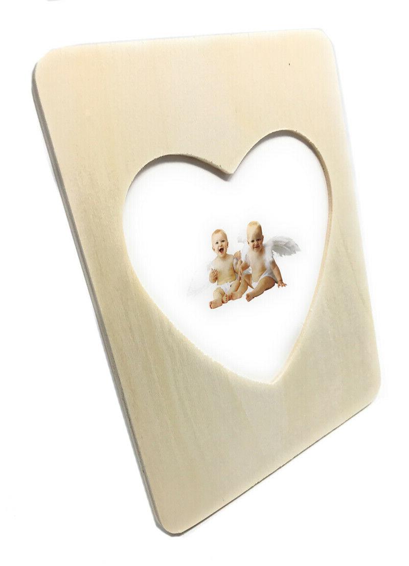 cornice portafoto a cuore in legno da