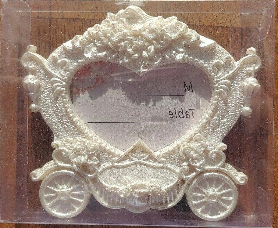 cornice portafoto carrozza cenerentola cuore bianco perla
