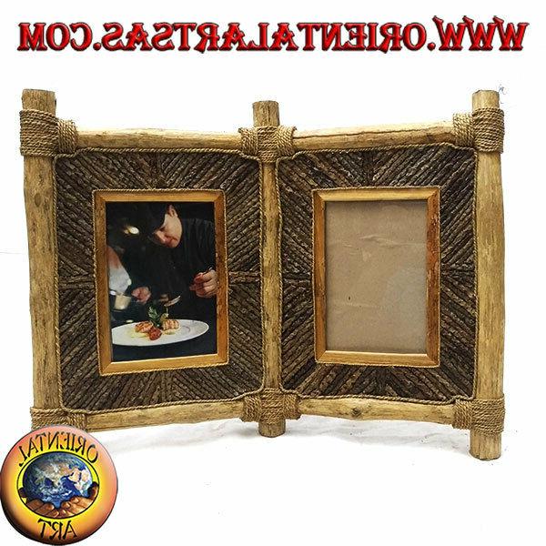cornice portafoto doppia in legno di caffe