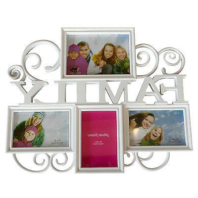 cornice portafoto family pvc bianco 4 posti