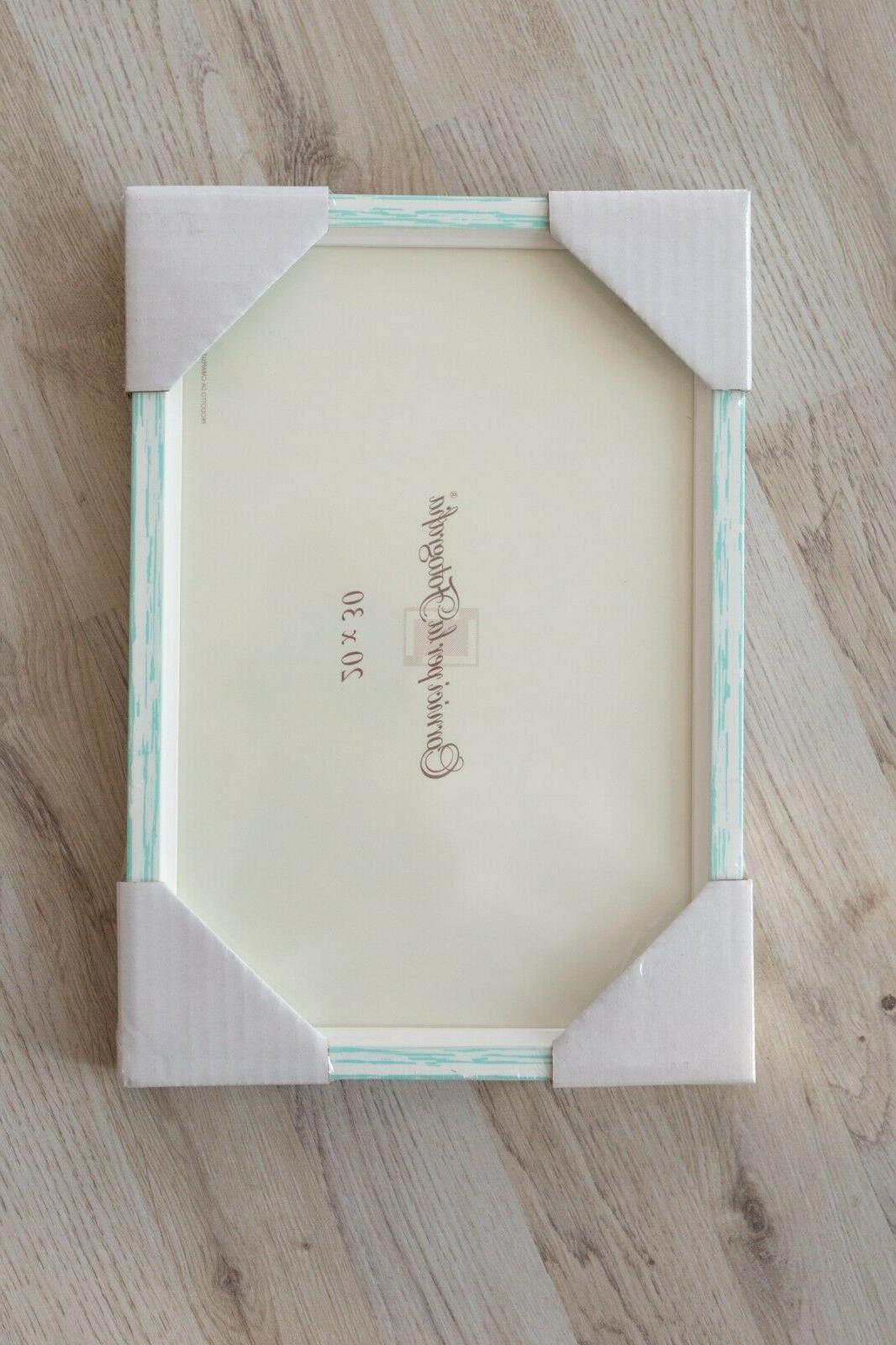 cornice portafoto in legno shabby azzurro da