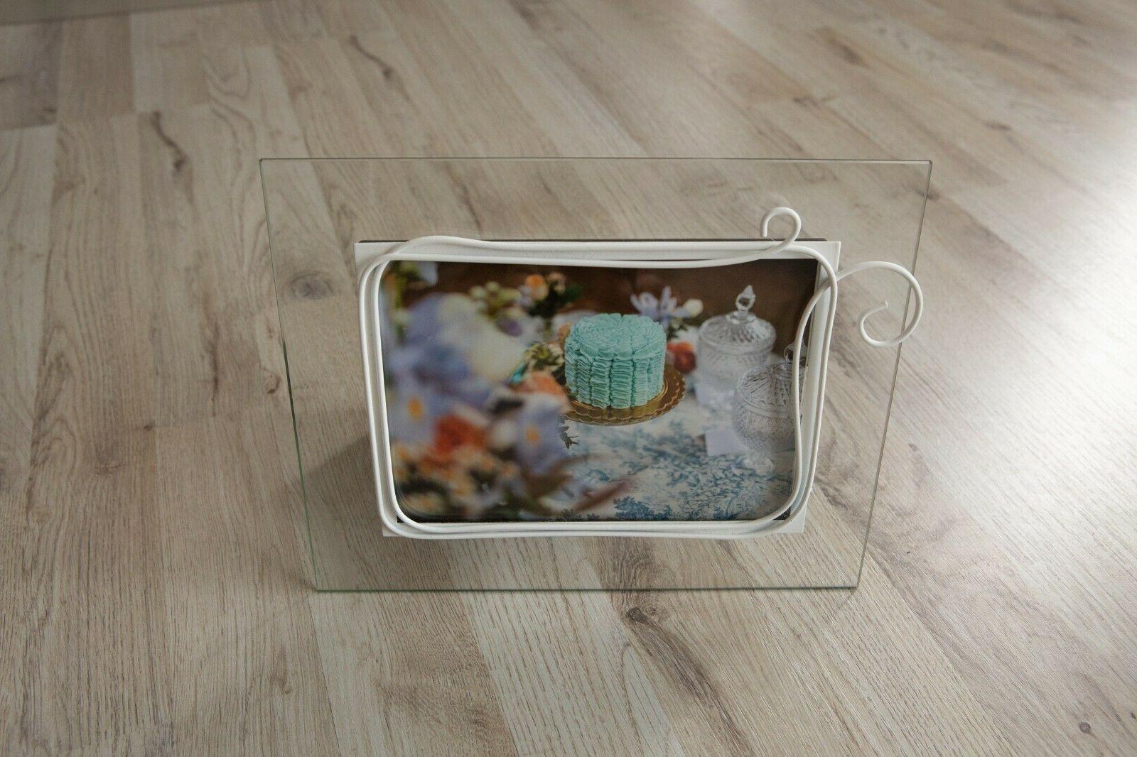 cornice portafoto in vetro con decorazione per