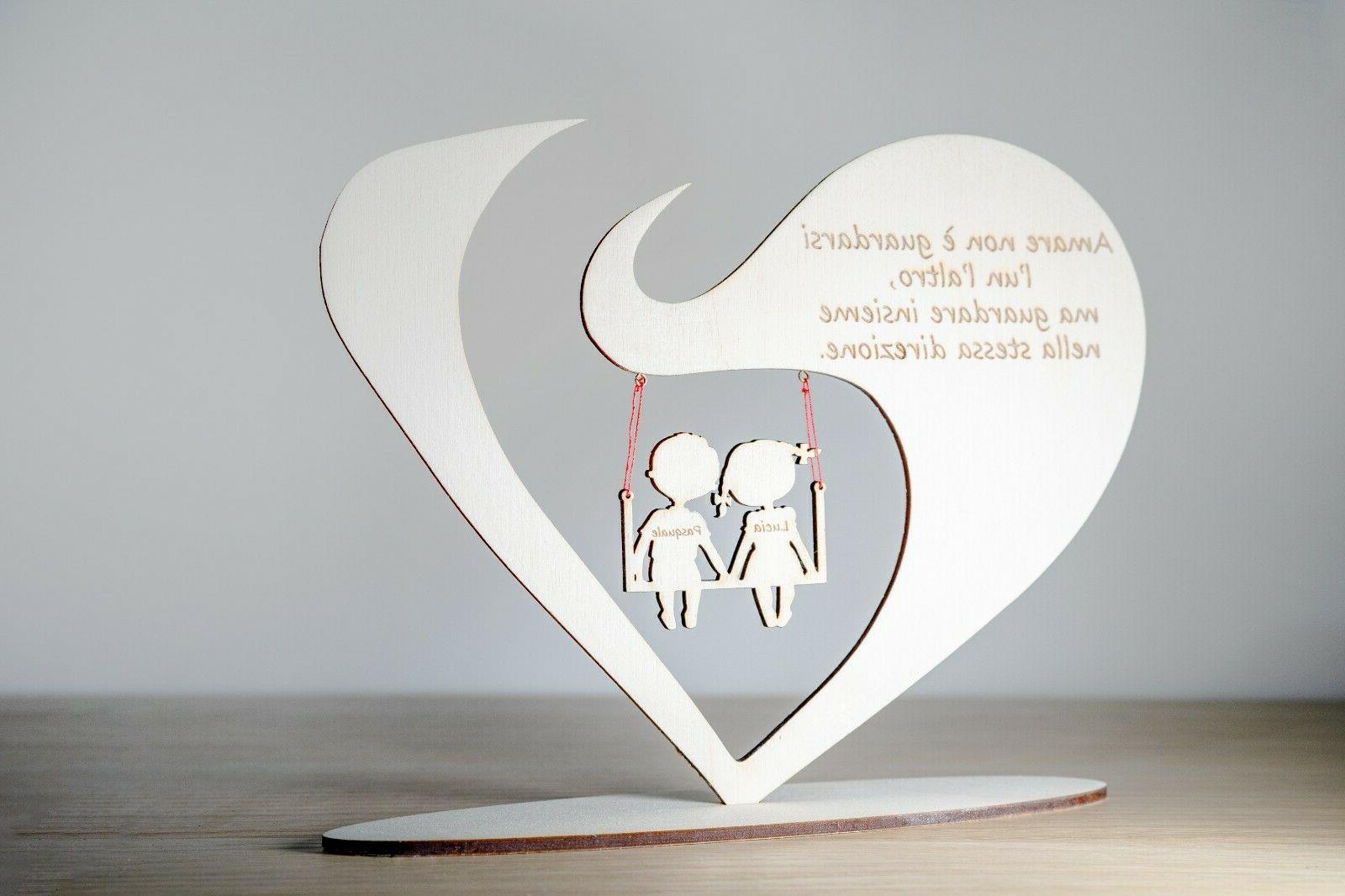 cuore con fidanzati legno regalo di san