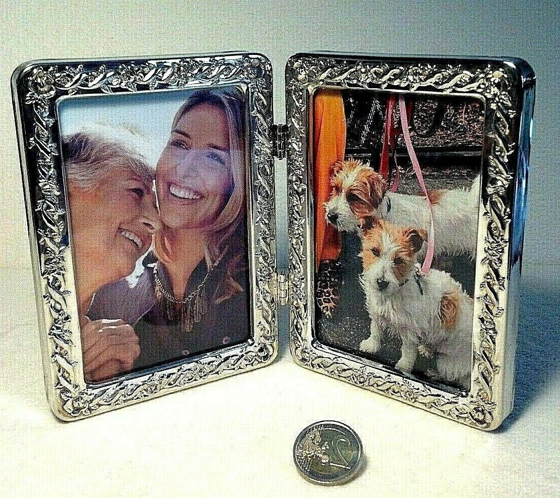 doppia cornice foto double photo frame silver