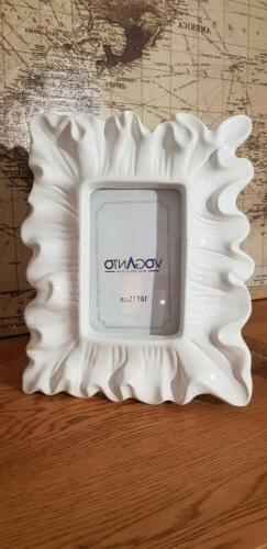 ELEGANTE PORTAFOTO CORNICE BIANCO ARRICCIATO FIOCCO 10X15 SH