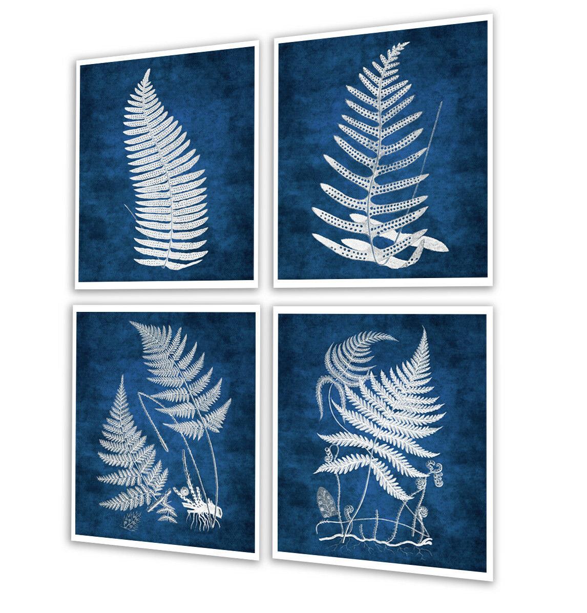 felce decorazione muro blu navy sfondo senza