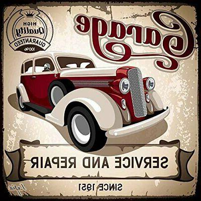 food vintage quadro su tela garage 38x38x2